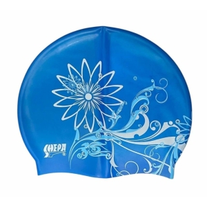 Czepek kąpielowy silikonowy SHEPA grafika niebieski B4