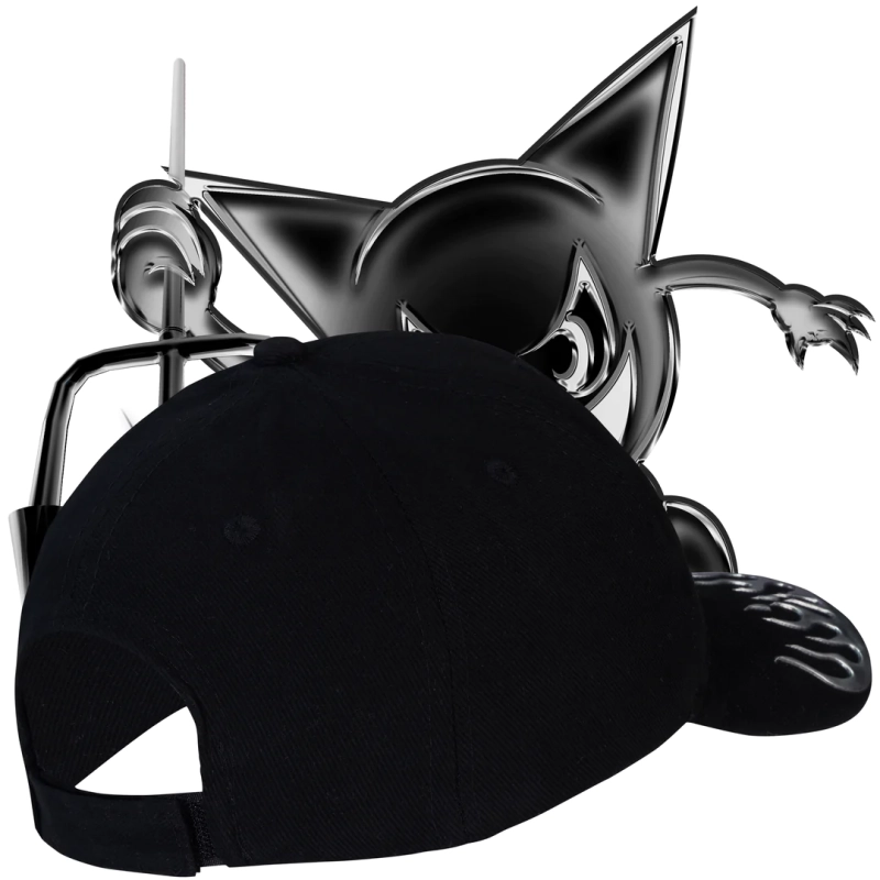 CZAPKA Z DASZKIEM DOOM 3000K 3D CHROME FLAME SLAYER CAP TYŁ CZAPKI.webp