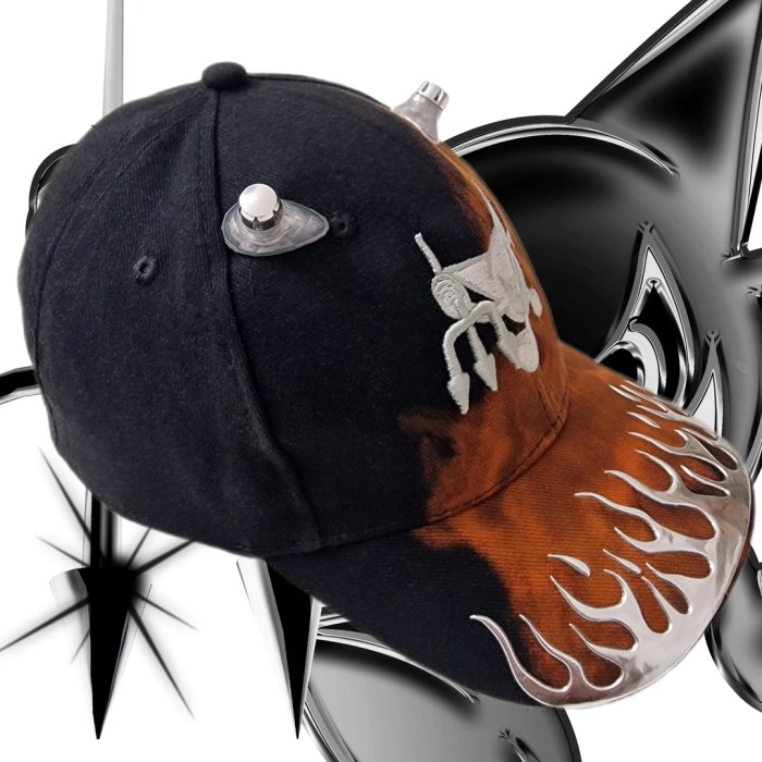 MODNA CZAPKA Z DASZKIEM DOOM 3K HORNY 3D FLAME SLAYER CAP.webp