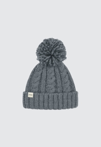 HARP TEAM CZAPKA BEANIE Z POMPONEM W WARKOCZOWY SPLOT SZARA