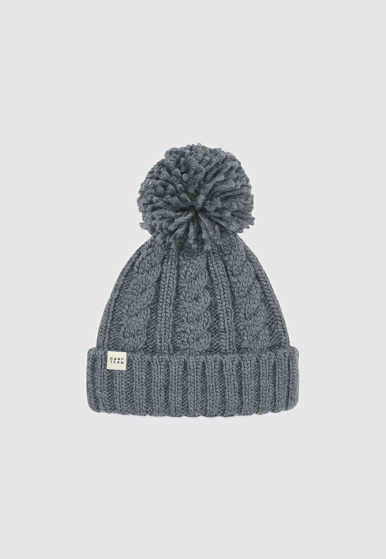 CZAPKA BEANIE W WARKOCZOWY SPLOT SZARA HARP TEAM.jpg
