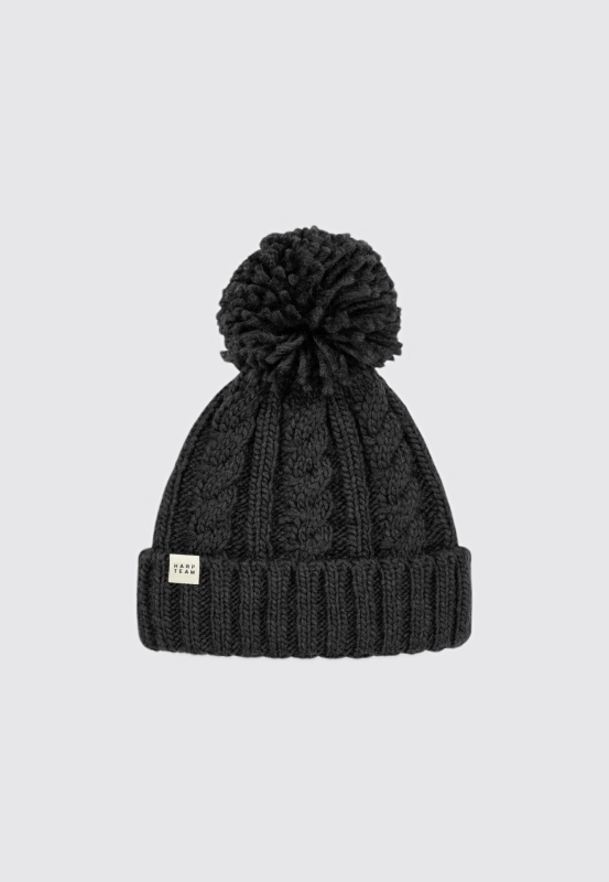 CZAPKA BEANIE W WARKOCZOWY SPLOT CZARNA HARP TEAM.jpg