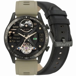 SMARTWATCH MĘSKI GRAVITY GT10-2 - AMOLED, DODATKOWY PASEK (sg046b)