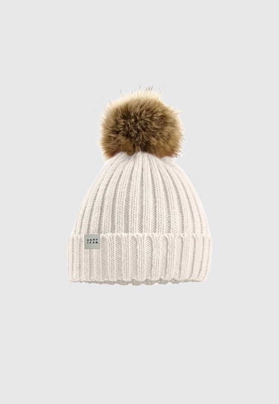 HARP TEAM 32 CZAPKA BEANIE Z FUTRZASTYM POMPONEM KREMOWA.jpg