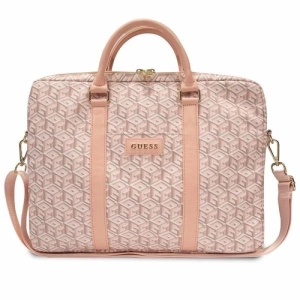 Torba Guess GCube Stripes na laptopa 16" - różowa