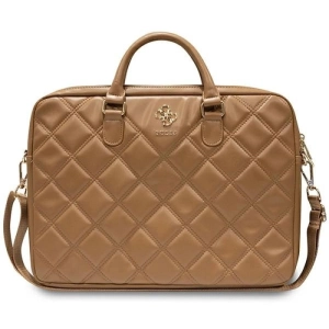 Torba Guess Quilted 4G na laptopa 16" - brązowa