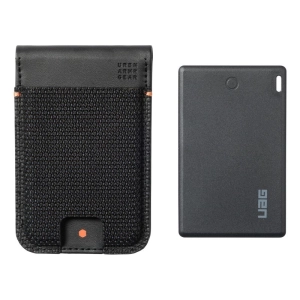 UAG Metropolis Wallet - portfel z podstawką w zestawie z kartą lokalizującą (Apple Find My i Google Find Hub), kompatybilny z MagSafe (kevlar black)