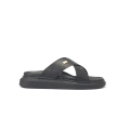 AUSTRALIA LUXE COLLECTIVE BUTY DAMSKIE LEANNA NAPPA BLACK – eleganckie skórzane klapki typu slider z poprzecznymi paskami.webp