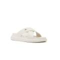 AUSTRALIA LUXE COLLECTIVE BUTY DAMSKIE LEANNA NAPPA CREAM – skórzane klapki typu slider z poprzecznymi paskami w odcieniu cream - damskie buty.webp