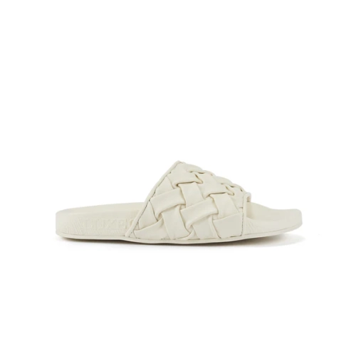 AUSTRALIA LUXE COLLECTIVE BUTY DAMSKIE VIENNA CREAM – kremowe skórzane klapki typu slider z plecionym paskiem.webp