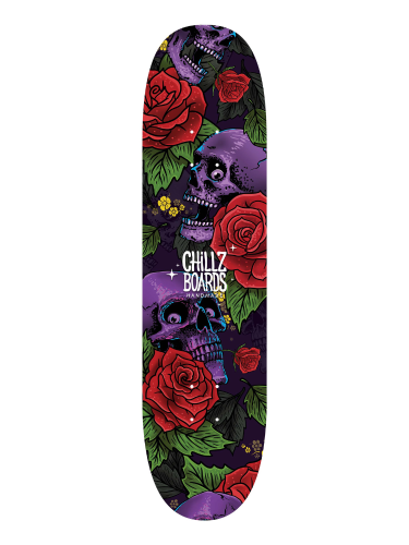 CHILLZ DESKA SKATEBOARD SKULL RED 7.7.png